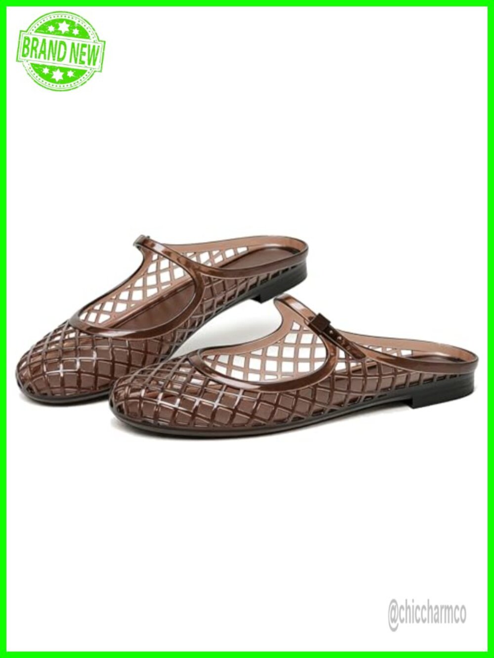 Jelly Mary Janes Flats Closed Toe Slip On Mules Buckle Strap Low Heel Sandals